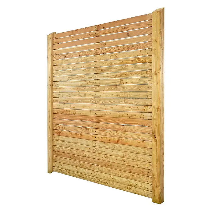GartenLand Sichtschutzelement SALZBURG DELUXE - B x H: 149 x 180 cm, Holz, Lärche - Heller Holzsichtschutz mit horizontalen Lamellen und Pfosten.