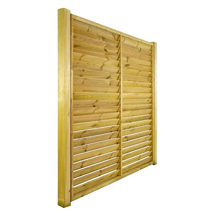 GartenLand Sichtschutzelement LINZ - B x H: 180 x 180 cm, Holz, Fichte KDI Grün - Garten-Sichtschutzzaun aus Naturholz mit horizontalen Lamellen.