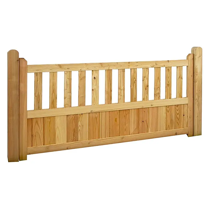 GartenLand Sichtschutzelement GRAZ - B x H: 180 x 90 cm, Holz, Lärche - Helles Holztor für den Garten mit oberen Latten und unteren Massivpaneelen.