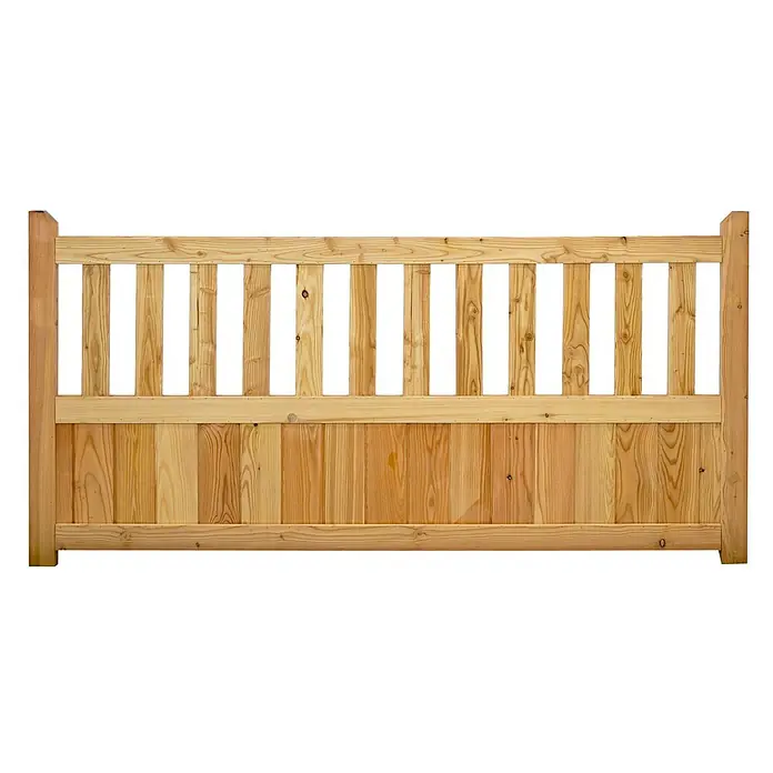 GartenLand Sichtschutzelement GRAZ - B x H: 180 x 90 cm, Holz, Lärche - Stabiles Holztor in hellem Naturholz, mit Lamellen oben und einer massiven unteren Füllung.