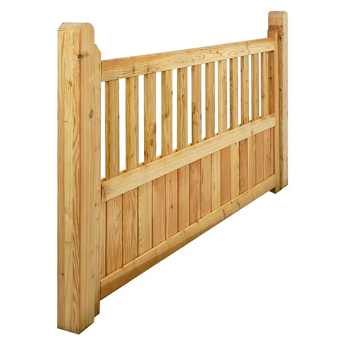 GartenLand Sichtschutzelement GRAZ - B x H: 180 x 90 cm, Holz, Lärche - Zaunfeld aus Naturholz mit vertikalen Latten oben und massiven Brettern unten, mit robusten Endpfosten.