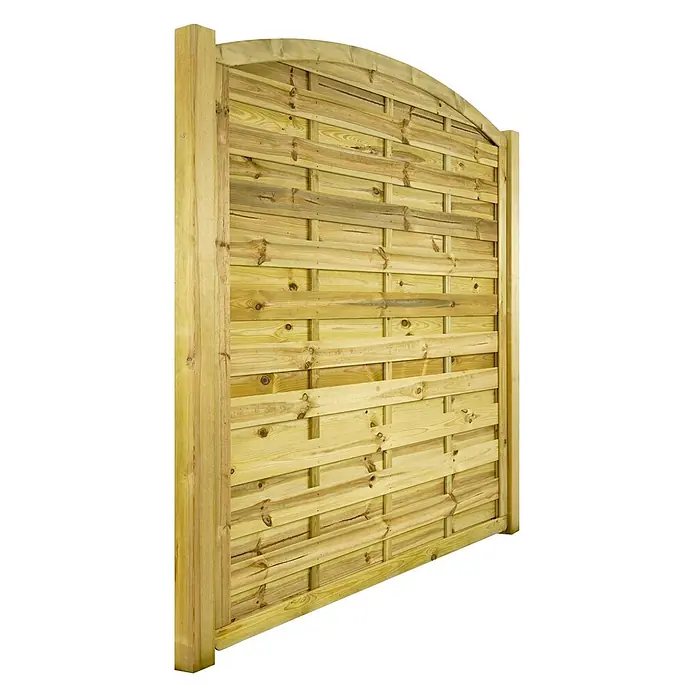 GartenLand Sichtschutzelement VARIO MASSIV - B x H: 180 x 195 cm, Holz, Kiefer KDI Grün - Heller Holzzaun mit Bogen, horizontale und vertikale Latten, für Gartenschutz.