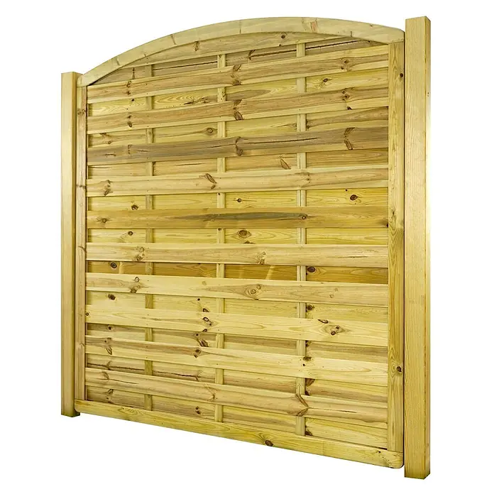 GartenLand Sichtschutzelement VARIO MASSIV - B x H: 180 x 195 cm, Holz, Kiefer KDI Grün - Helles Holzzaunfeld mit gewölbter Oberseite und geflochtenem Lattenmuster.