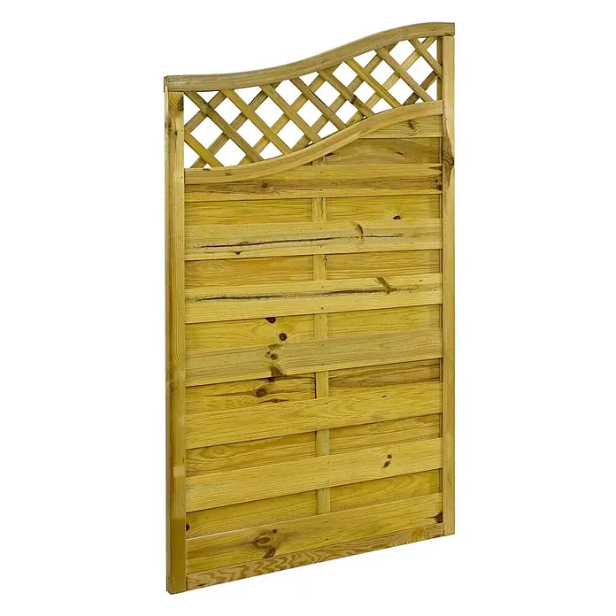 GartenLand Sichtschutzelement VARIO - B x H: 90 x 160 cm, Holz, Kiefer KDI Grün - Gartenzaun aus Naturholz mit dekorativem, geschwungenem Spalieroberteil.