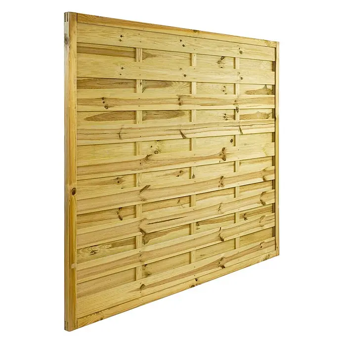 GartenLand Sichtschutzelement VARIO - B x H: 180 x 150 cm, Holz, Kiefer KDI Grün - Sichtschutzzaun aus Naturholz mit horizontalen Lamellen und geflochtenem Design.