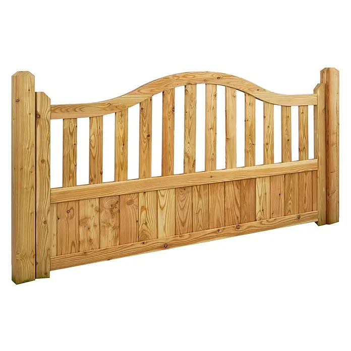 GartenLand Sichtschutzelement GRAZ - B x H: 180 x 105 cm, Holz, Lärche - Gartentor aus hellem Holz mit gewölbtem oberen Holm, vertikalen Latten und massivem Unterteil.