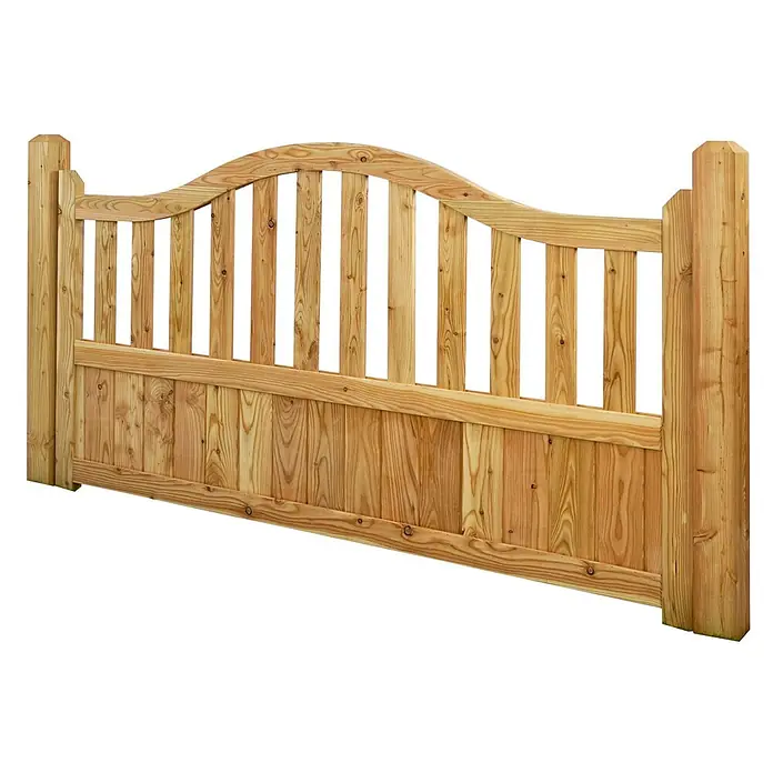 GartenLand Sichtschutzelement GRAZ - B x H: 180 x 105 cm, Holz, Lärche - Geschwungenes Gartentor aus hellem Holz mit vertikalen Latten und einem massiven Unterteil.