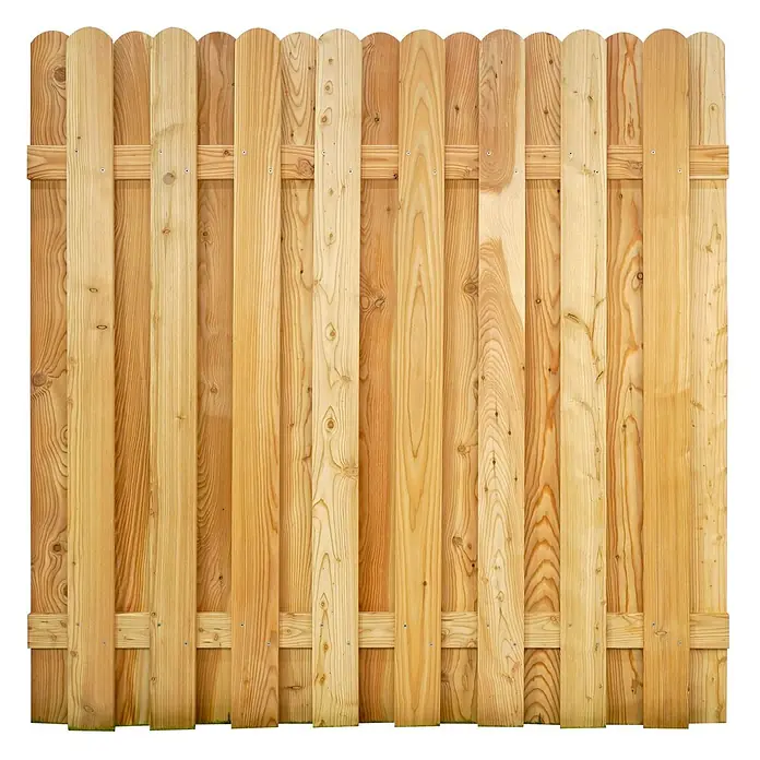 GartenLand Sichtschutzelement MAILAND - B x H: 180 x 180 cm, Holz, Lärche - Heller Holzzaun mit vertikalen Latten und horizontalen Querriegeln.