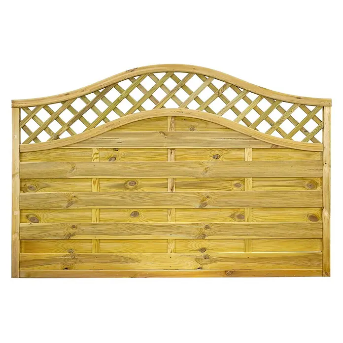 GartenLand Sichtschutzelement VARIO - B x H: 180 x 120 cm, Holz, Kiefer KDI Grün - Gewölbter Holzzaun mit dekorativem Rankgitter oben und horizontalen Latten.