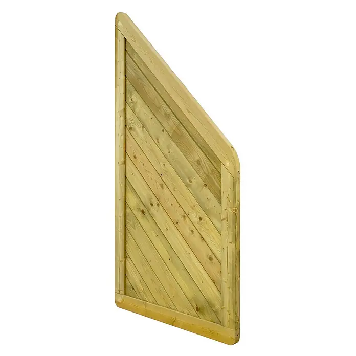 GartenLand Sichtschutzelement INNSBRUCK MASSIV - B x H: 90 x 180 cm, Holz, Fichte KDI Grün - Schräges Holzgatter mit diagonalen Latten, aus hellem, behandeltem Holz.