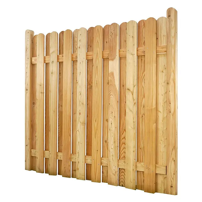 GartenLand Sichtschutzelement MAILAND - B x H: 180 x 180 cm, Holz, Lärche - Heller Holzzaunabschnitt mit abgerundeten Spitzen.