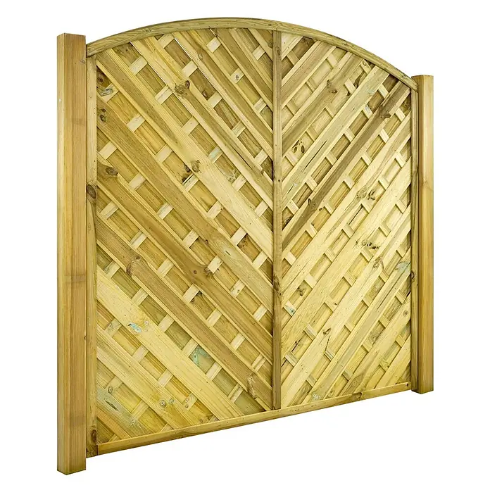 GartenLand Sichtschutzelement VARIO - B x H: 180 x 180 cm, Holz, Kiefer KDI Grün - Natürliches Holzzaunelement mit Bogen und diagonalem Rankgitter.