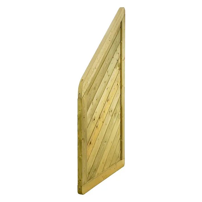 GartenLand Sichtschutzelement INNSBRUCK MASSIV - B x H: 90 x 180 cm, Holz, Fichte KDI Grün - Schräges Gartentor-Element aus kesseldruckimprägniertem Holz mit diagonalen Lamellen.
