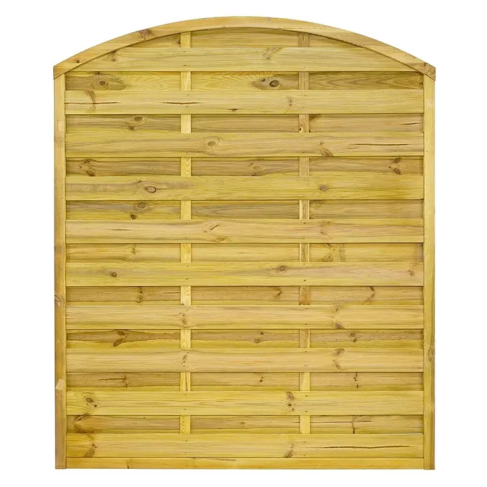 GartenLand Sichtschutzelement VARIO - B x H: 150 x 180 cm, Holz, Kiefer KDI Grün - Hellbrauner Holzzaun mit Rundbogen, horizontal geflochtenen Latten.