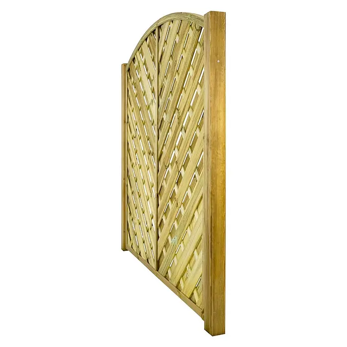 GartenLand Sichtschutzelement VARIO - B x H: 180 x 180 cm, Holz, Kiefer KDI Grün - Gartenspalier aus hellem Holz mit gewölbter Oberseite und diagonalem Lattenmuster.