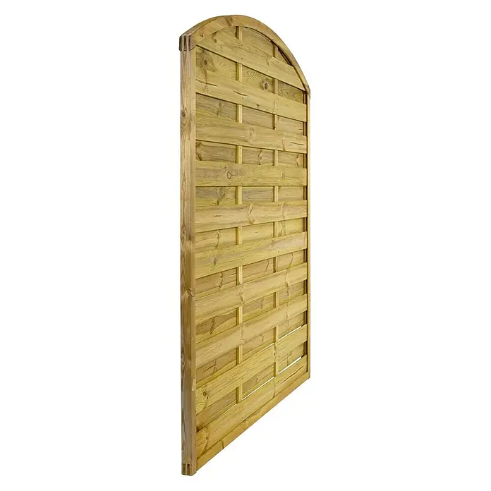 GartenLand Sichtschutzelement VARIO - B x H: 150 x 180 cm, Holz, Kiefer KDI Grün - Helles, kesseldruckimprägniertes Holzzaunfeld mit Bogenoberteil und horizontalen Latten für Sichtschutz.