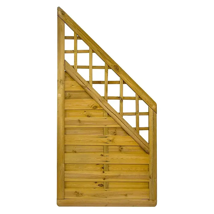 GartenLand Sichtschutzelement VARIO MASSIV - B x H: 90 x 180 cm, Holz, Kiefer KDI Grün - Heller Holzgartenzaun mit schrägem Gitteraufsatz und massiver Lamellenbasis.