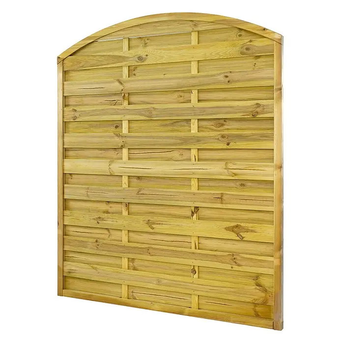GartenLand Sichtschutzelement VARIO - B x H: 150 x 180 cm, Holz, Kiefer KDI Grün - Gebogener Holzzaun mit waagerechten Lamellen und vertikalen Stützen.