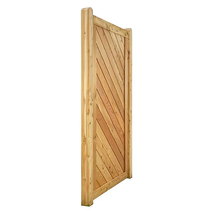 GartenLand Sichtschutzelement NIZZA - B x H: 90 x 180 cm, Holz, Lärche - Stabiles Holztorblatt mit diagonalen Lamellen und abgerundeten Pfosten.