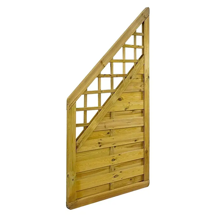 GartenLand Sichtschutzelement VARIO MASSIV - B x H: 90 x 180 cm, Holz, Kiefer KDI Grün - Natürliches Holz diagonal Zaunpaneel mit integriertem Rankgitter.