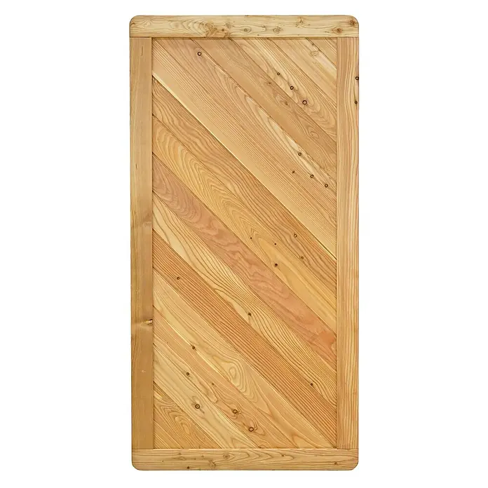 GartenLand Sichtschutzelement NIZZA - B x H: 90 x 180 cm, Holz, Lärche - Helles Naturholzpaneel mit diagonalen Lamellen, von geraden Holzleisten gerahmt.