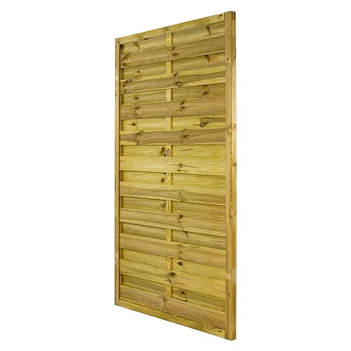 GartenLand Sichtschutzelement VARIO - B x H: 100 x 180 cm, Holz, Kiefer KDI Grün - Hellbraunes Holzzaunfeld mit verwobenen horizontalen Lamellen.