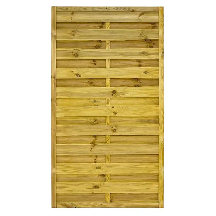 GartenLand Sichtschutzelement VARIO - B x H: 100 x 180 cm, Holz, Kiefer KDI Grün - Helles braunes Holzzaunpaneel mit horizontalen Lamellen.