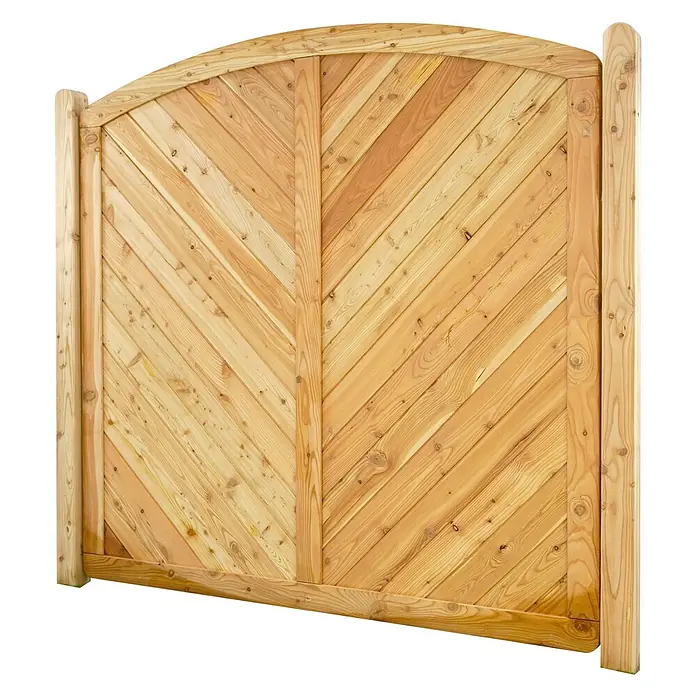 GartenLand Sichtschutzelement NIZZA - B x H: 180 x 180 cm, Holz, Lärche - Gartentor aus Naturholz mit gewölbter Oberseite und diagonalem Lattenmuster.