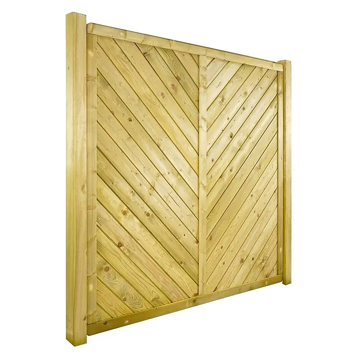 GartenLand Sichtschutzelement INNSBRUCK - B x H: 180 x 180 cm, Holz, Fichte KDI Grün - Heller Holzzaun mit diagonalen Latten in Chevron-Muster, ideal für Garteneinfassungen.