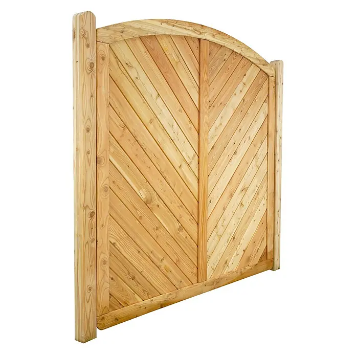 GartenLand Sichtschutzelement NIZZA - B x H: 180 x 180 cm, Holz, Lärche - Gartentor aus hellem Holz mit Rundbogen und diagonaler Lattenmusterung.
