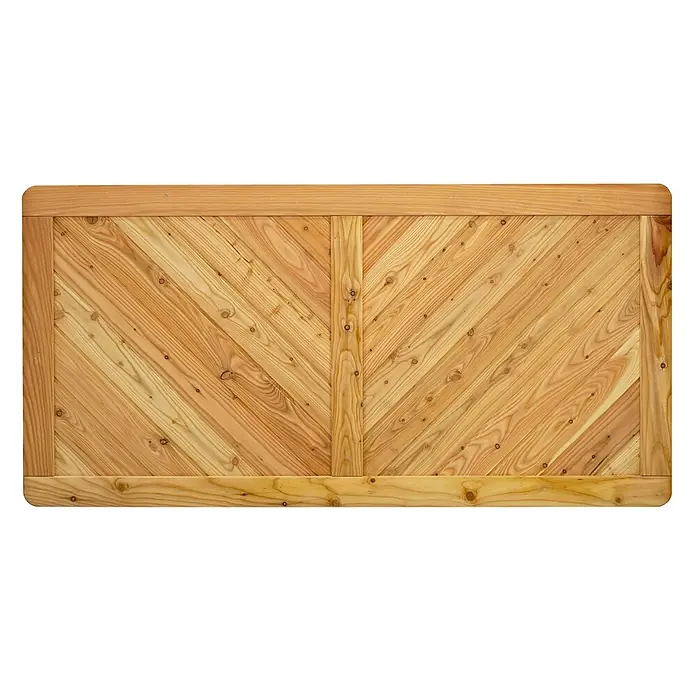 GartenLand Sichtschutzelement NIZZA - B x H: 180 x 90 cm, Holz, Lärche - Helle Holzplatte mit Chevronmuster aus diagonalen Latten, gerahmt von geraden Latten, mit Maserung und Ästen.