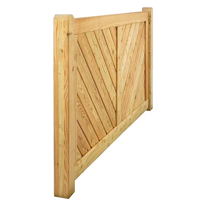 GartenLand Sichtschutzelement NIZZA - B x H: 180 x 90 cm, Holz, Lärche - Helles Holz-Zaunfeld mit Fischgrätmuster aus diagonalen Latten, eingerahmt von Pfosten und Querriegeln.