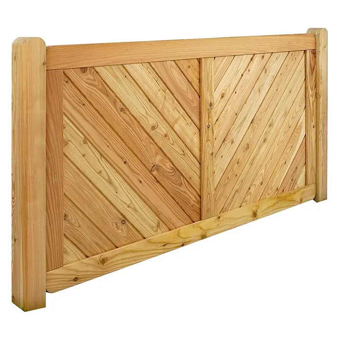 GartenLand Sichtschutzelement NIZZA - B x H: 180 x 90 cm, Holz, Lärche - Gartenzaunpaneel aus Naturholz mit diagonalen Chevron-Lamellen und stabilem Rahmen.