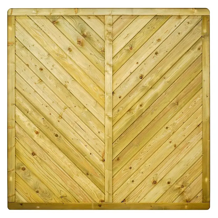 GartenLand Sichtschutzelement INNSBRUCK - B x H: 180 x 180 cm, Holz, Fichte KDI Grün - Holzzaunpaneel mit diagonalen Lamellen in Fischgrätmuster.