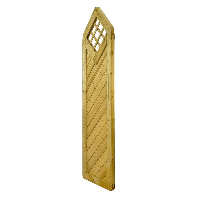 GartenLand Sichtschutzelement INNSBRUCK MASSIV Spitzelement - B x H: 60 x 210 cm, Holz, Fichte KDI Grün - Gewölbtes Gartenspalier aus Holz mit diagonalen Lamellen und oberem Gitterdetail.