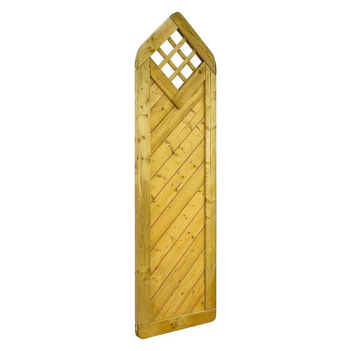 GartenLand Sichtschutzelement INNSBRUCK MASSIV Spitzelement - B x H: 60 x 210 cm, Holz, Fichte KDI Grün - Gewölbtes Holztor für den Garten mit Spalieraufsatz und diagonalen Latten, aus hellem Naturholz.