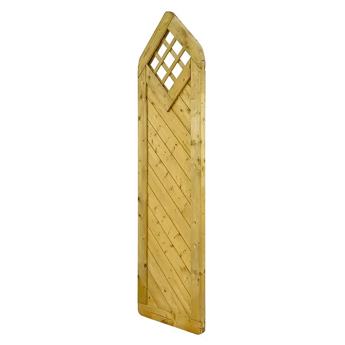 GartenLand Sichtschutzelement INNSBRUCK MASSIV Spitzelement - B x H: 60 x 210 cm, Holz, Fichte KDI Grün - Gewölbtes Holztor mit diagonalen Latten und integriertem Rautenrankgitter oben.