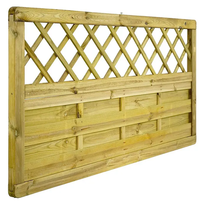 GartenLand Sichtschutzelement VARIO MASSIV - B x H: 180 x 90 cm, Holz, Kiefer KDI Grün - Kesseldruckimprägniertes Holzzaunelement für den Garten mit dekorativem Spalieraufsatz.