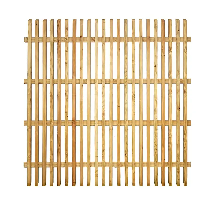 GartenLand Sichtschutzelement WIEN - B x H: 180 x 180 cm, Holz, Lärche - Helles Holzzaunfeld mit vertikalen Latten und drei Querstreben.