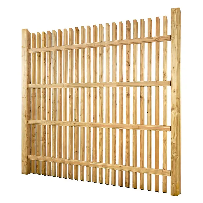 GartenLand Sichtschutzelement WIEN - B x H: 180 x 180 cm, Holz, Lärche - Helles Holzzaunelement mit vertikalen Latten und horizontalen Riegeln.