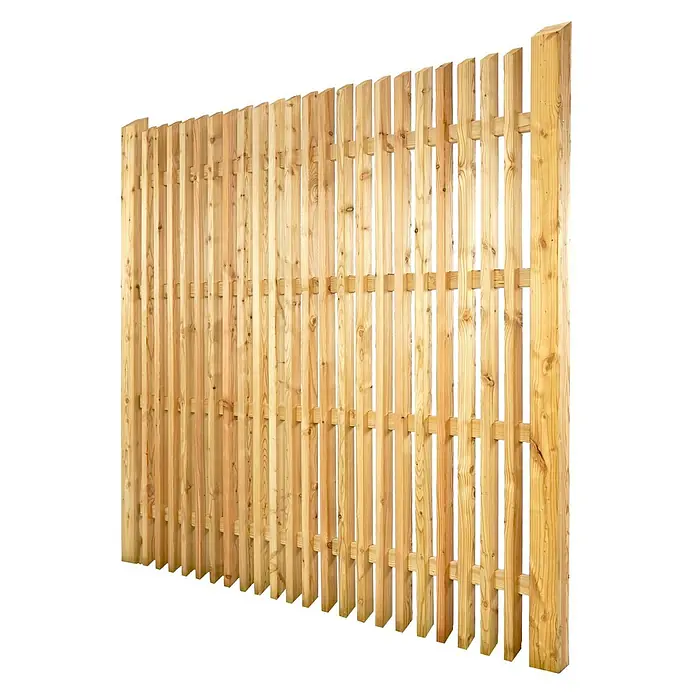 GartenLand Sichtschutzelement WIEN - B x H: 180 x 180 cm, Holz, Lärche - Heller Holzzaun mit vertikalen Latten und Querstreben.