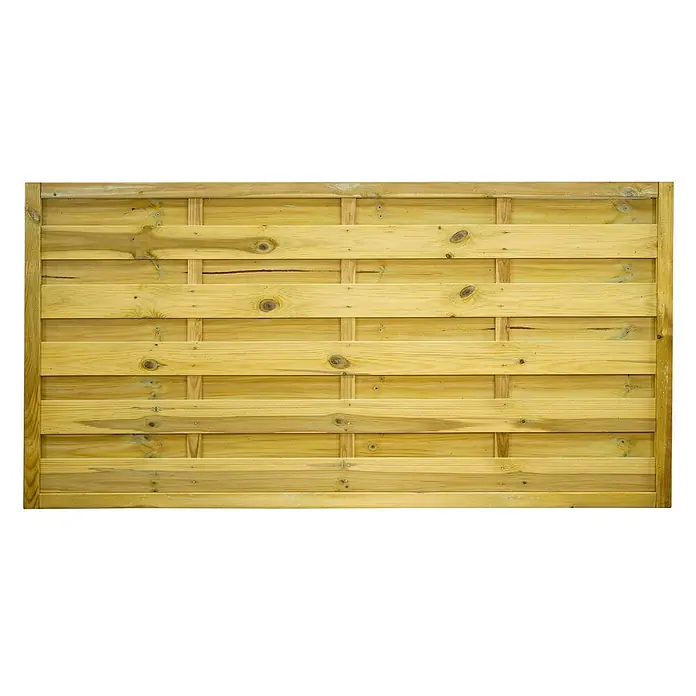 GartenLand Sichtschutzelement VARIO - B x H: 180 x 90 cm, Holz, Kiefer KDI Grün - Hellbraunes Holzzaunelement mit geflochtenen horizontalen, geriffelten Lamellen.