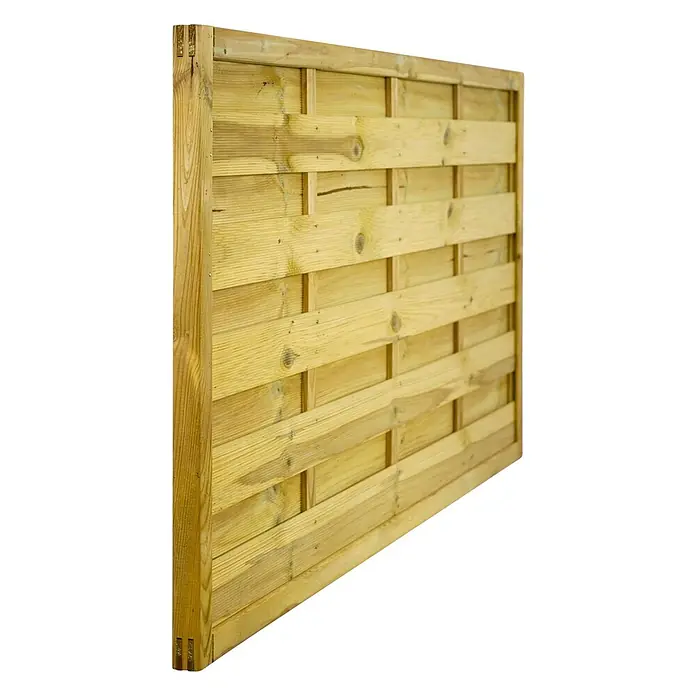 GartenLand Sichtschutzelement VARIO - B x H: 180 x 90 cm, Holz, Kiefer KDI Grün - Helles Holz-Gartenzaunfeld mit horizontalen Latten und vertikalen Streben.