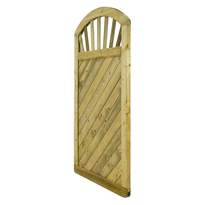 GartenLand Sichtschutzelement INNSBRUCK MASSIV - B x H: 100 x 180 cm, Holz, Fichte KDI Grün - Druckimprägniertes Holztor mit Rundbogen und diagonalen Lamellen.