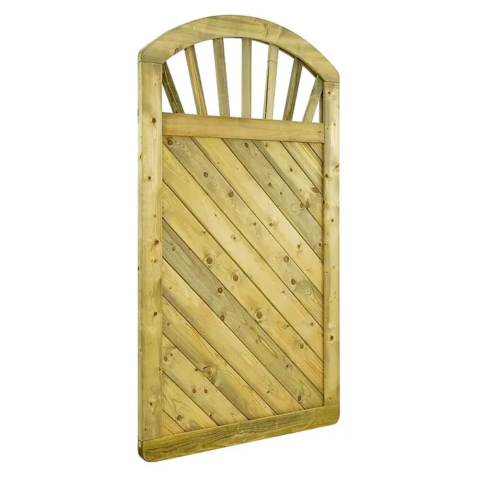GartenLand Sichtschutzelement INNSBRUCK MASSIV - B x H: 100 x 180 cm, Holz, Fichte KDI Grün - Behandeltes Holztor für den Garten mit Rundbogen und diagonalen Latten.