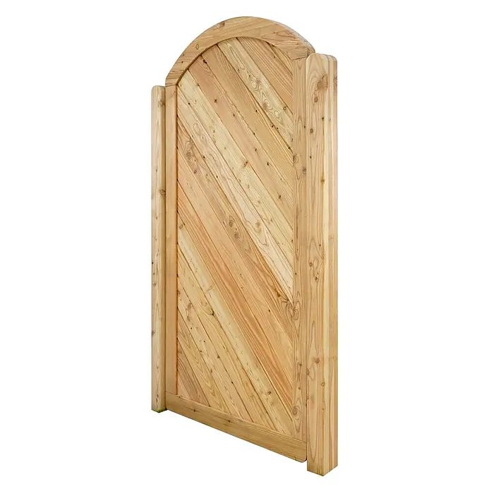 GartenLand Zauntor NIZZA gebogen - 100 x 180 cm, Lärche, Holz - Natürliches Holztor mit gewölbter Oberseite und diagonalen Latten.