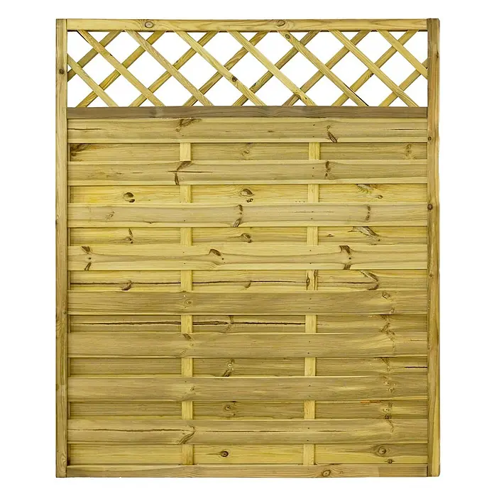 GartenLand Sichtschutzelement VARIO - B x H: 150 x 180 cm, Holz, Kiefer KDI Grün - Hellbrauner Holzzaun mit Rankgitter oben, ideal für den Garten.