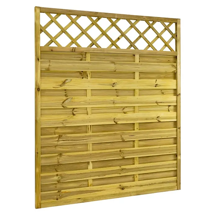 GartenLand Sichtschutzelement VARIO - B x H: 150 x 180 cm, Holz, Kiefer KDI Grün - Gartenzaunpaneel aus imprägniertem Kiefernholz mit diagonalem Spalier oben.
