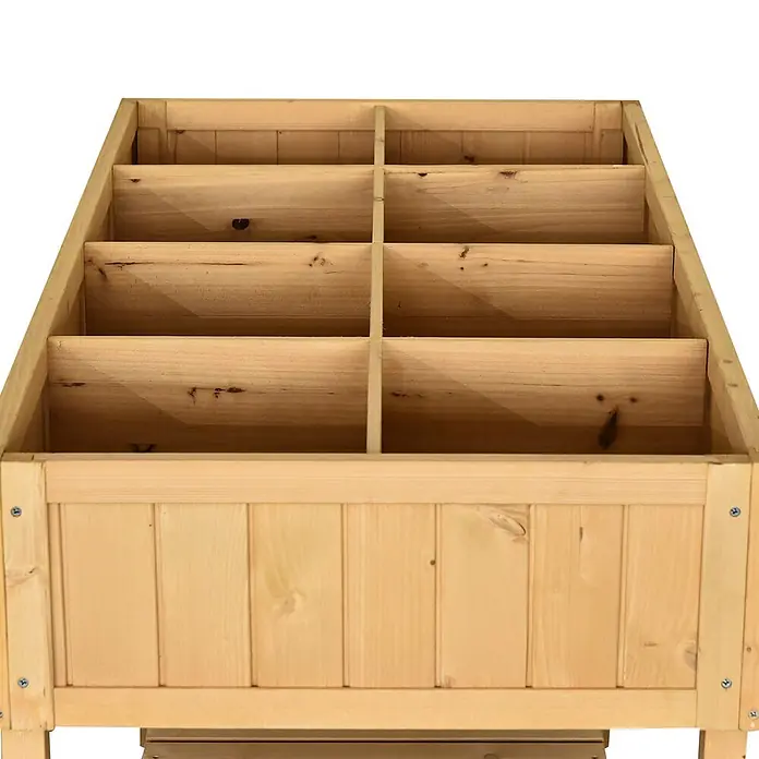 Outsunny Kräuterhochbeet - L x B x H: 110 x 46 x 76 cm - Helles Holz-Pflanzgefäß mit mehreren internen Fächern für organisiertes Pflanzen.