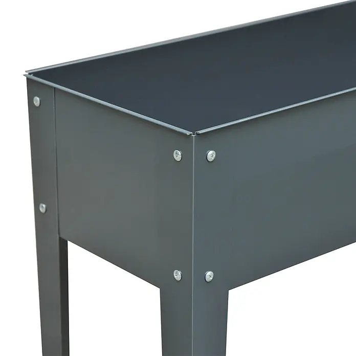 Outsunny Kräuterhochbeet - Material: Metall - Dunkelgraues Hochbeet aus Metall mit Beinen, mit sichtbarer Schraubmontage.